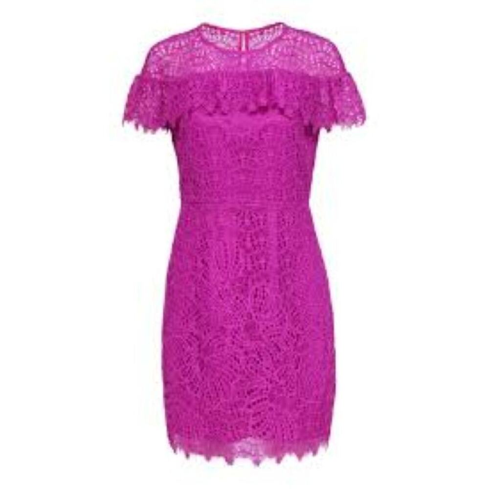 Trina Turk Plum Rose Lace Sheath Dress Feminine Magenta Pink Sz 6 NWOT $298
